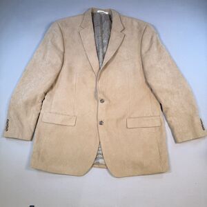 Chaps Ralph Lauren Mens 46L Faux Suede Leather Sport Coat Blazer Jacket Brown